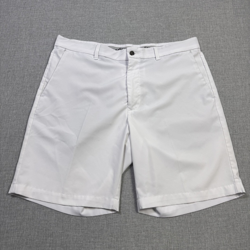 Callaway Bermuda Golf Shorts Mens 36 White 9" Inseam Polyester Spandex